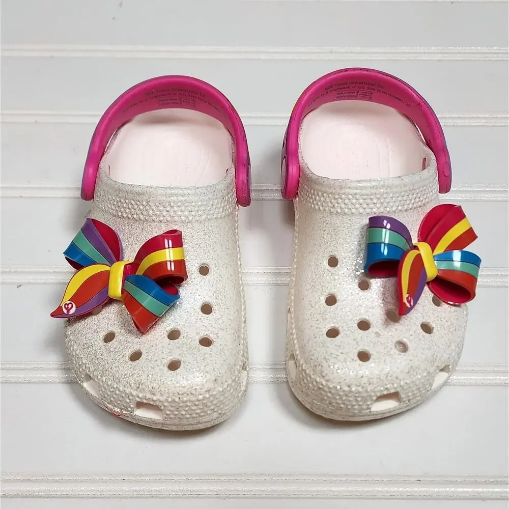 Crocs Kids Fun Lab Jojo Siwa Clogs Sandals Size 8 Toddler Glitter White